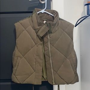Army green, quilted puffer vest.